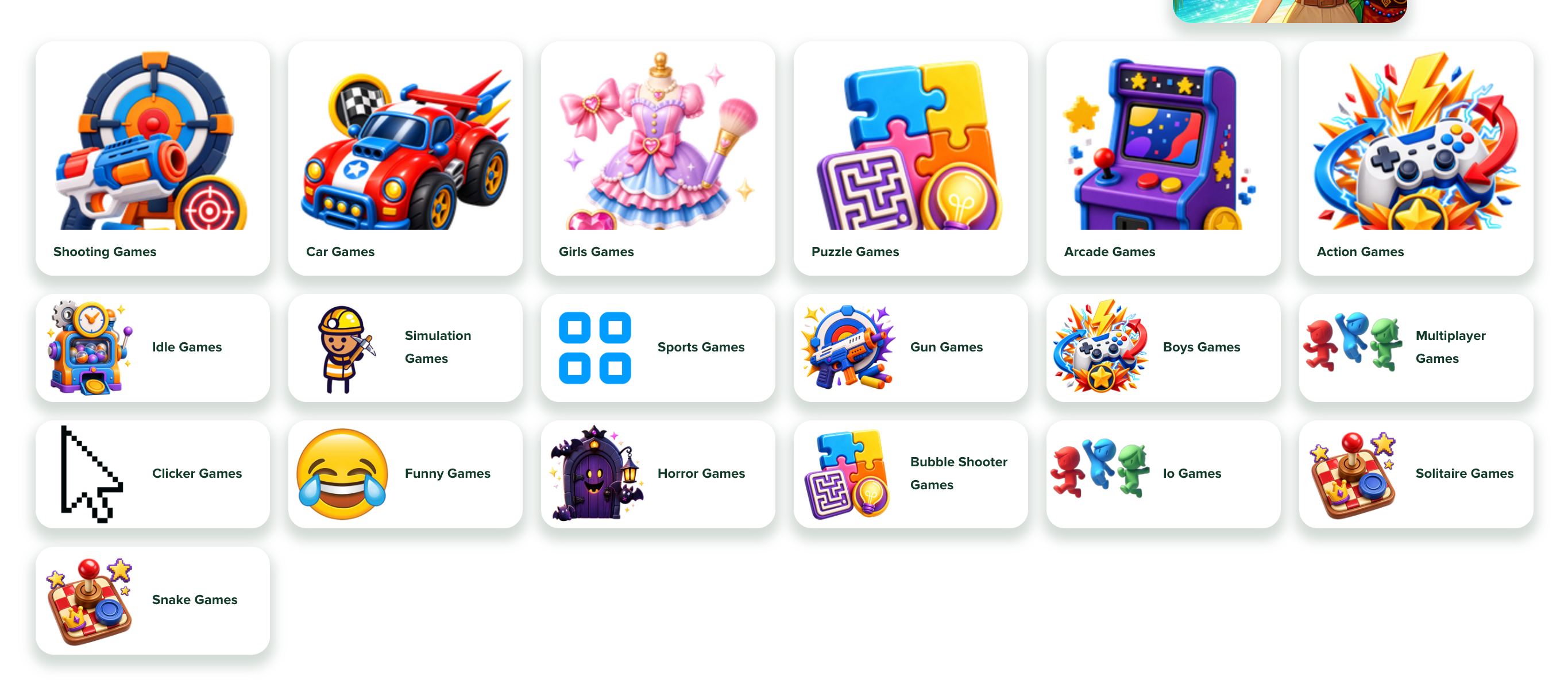 The Playflaming category section with browser game categories