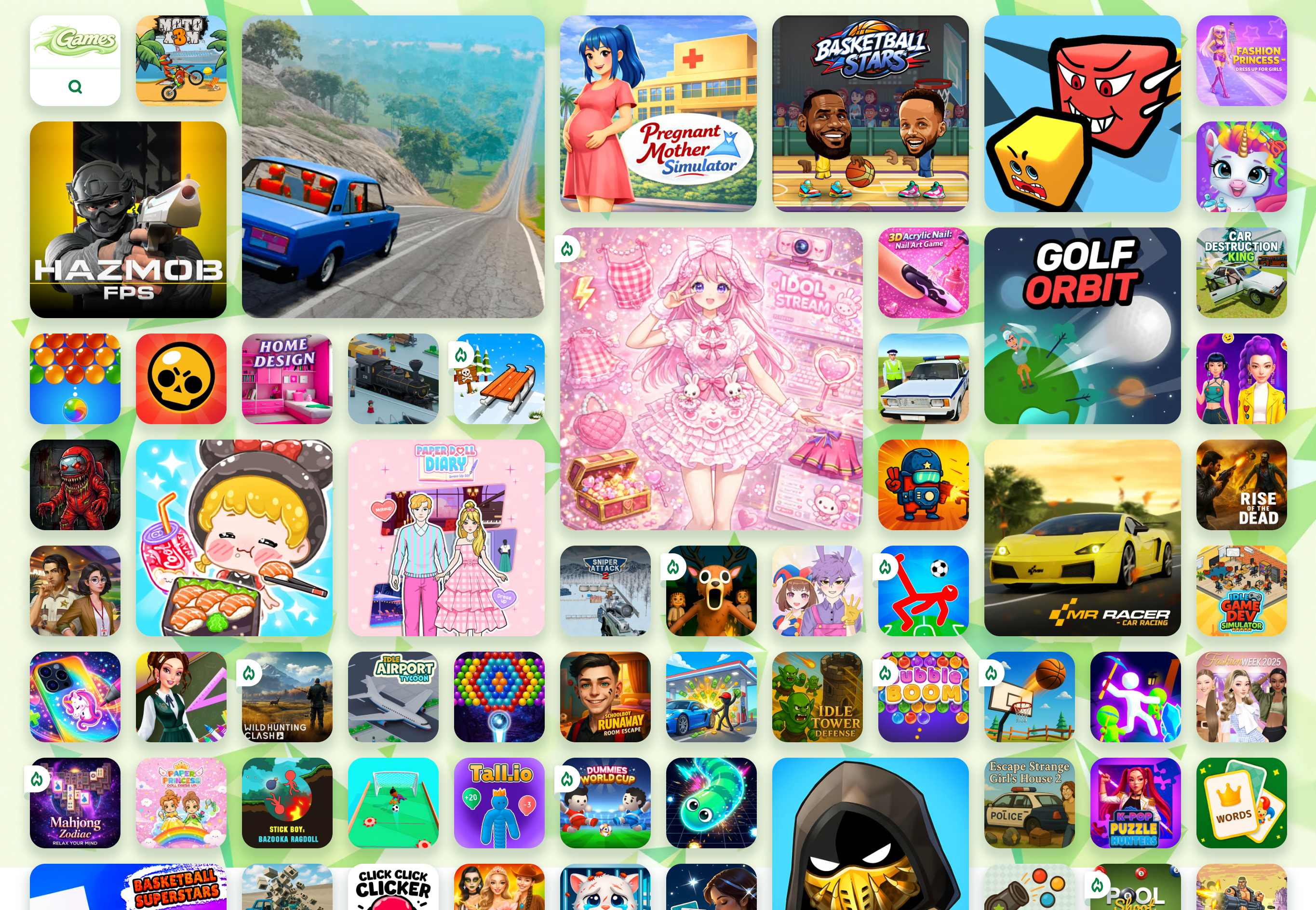 The Playflaming homepage with featured online games and category browsing areas