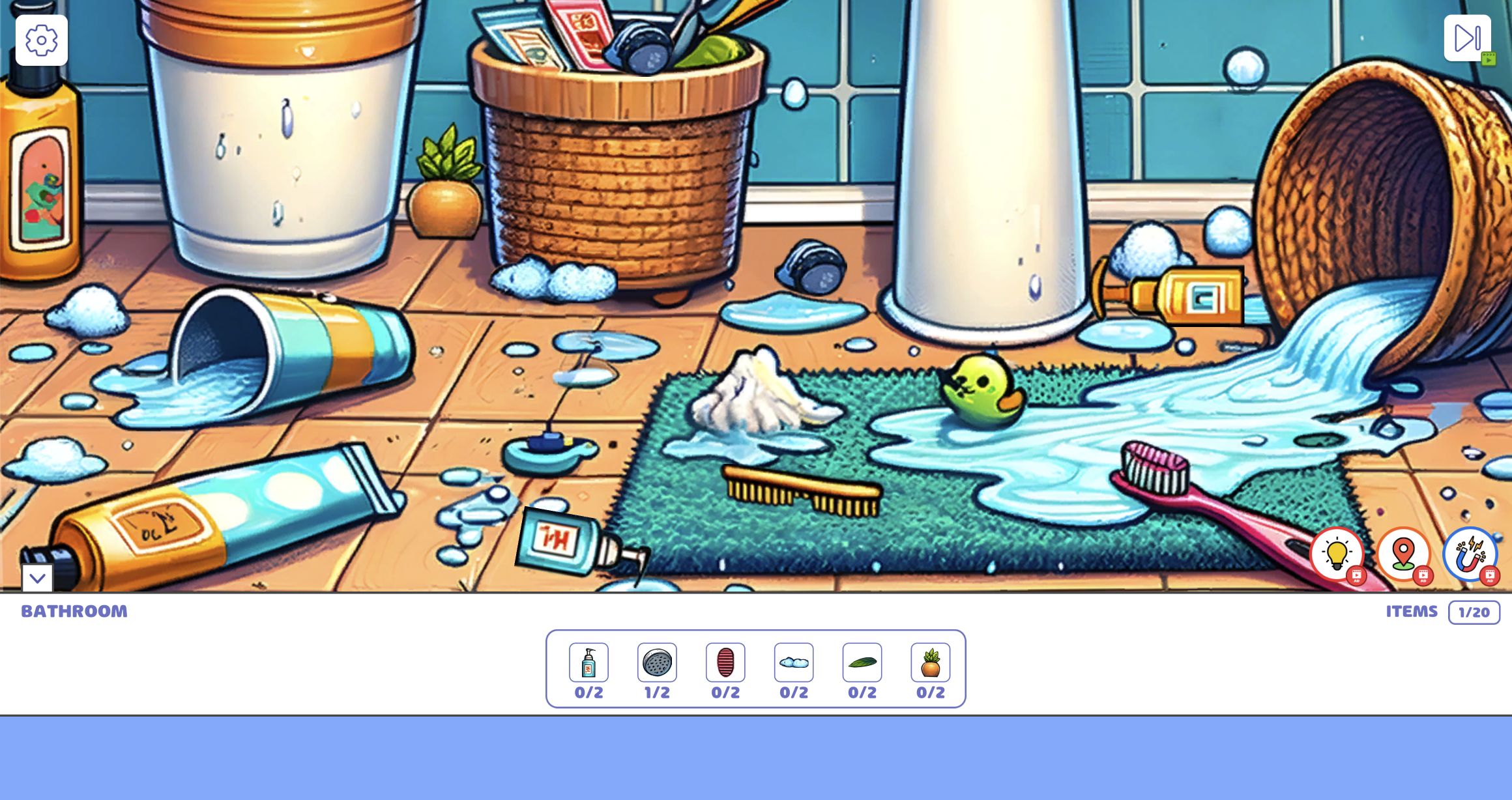 Bathroom search completed at 20 of 20 objects in desktop and mobile full-screen runs