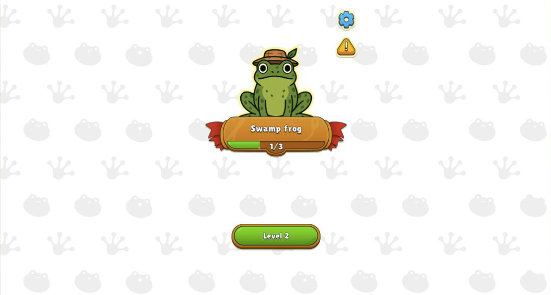 Swamp frog collection card showing progress and the next level button