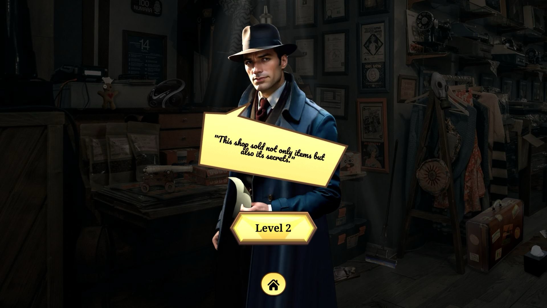 Detective result scene with the line about the shop selling its secrets