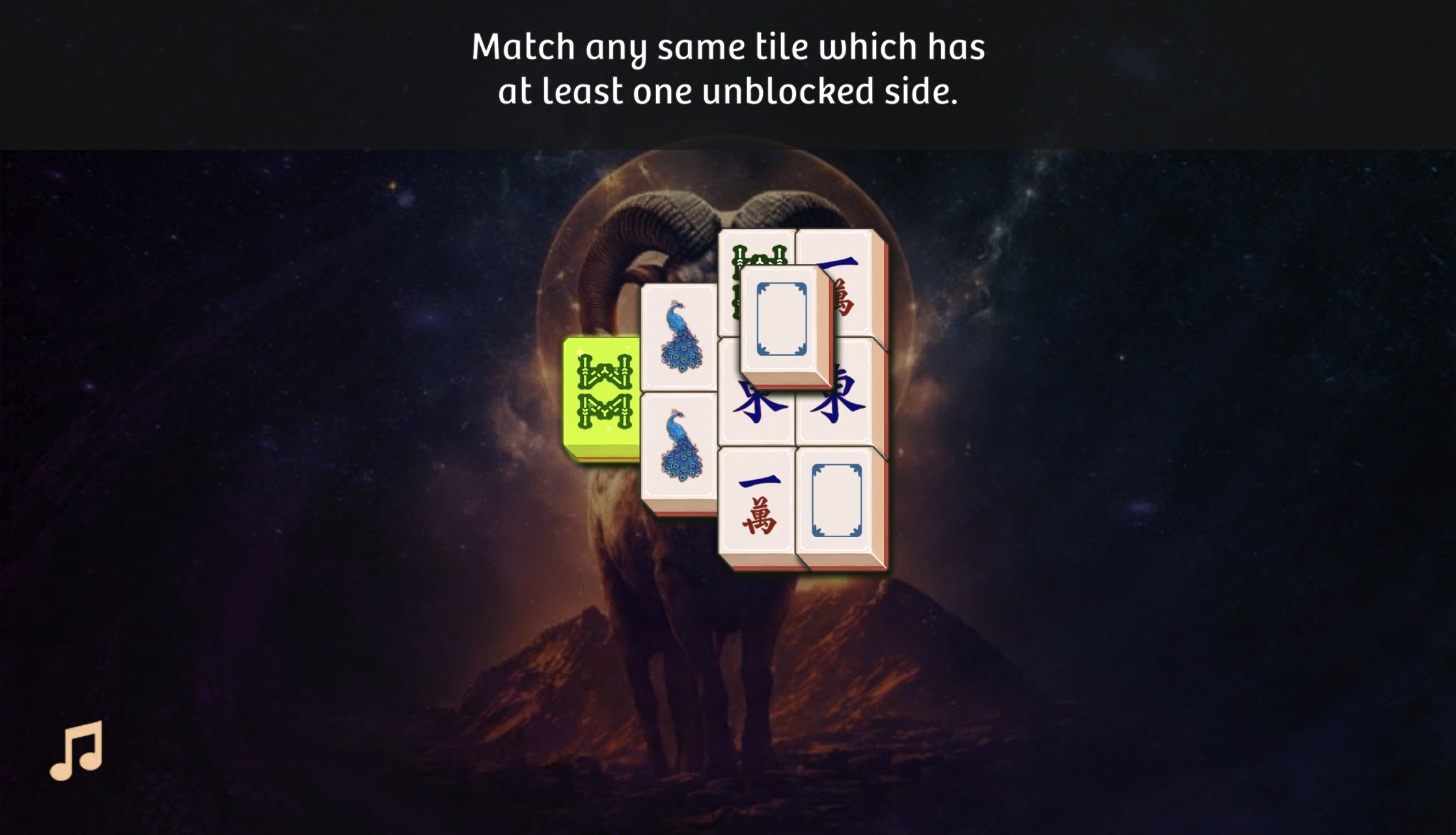 Mahjong Solitaire Zodiac warning that a matching tile needs at least one unblocked side