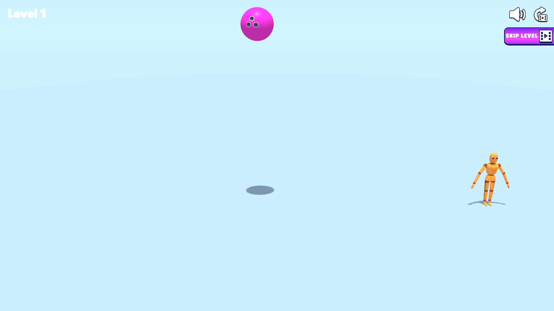 Level 1 reset with the purple ball and wooden ragdoll separated again