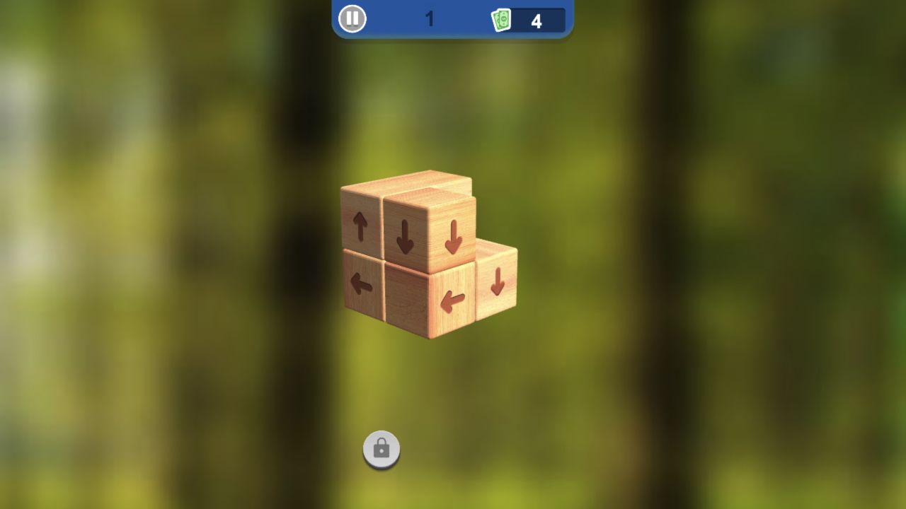 Tap 3D Wood Block Away after four removals with balance four and five blocks remaining