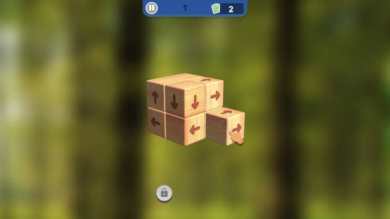 Tap 3D Wood Block Away tutorial hand over the next exposed block with balance two