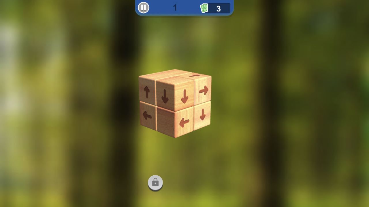Tap 3D Wood Block Away reduced cube after three removals with balance three
