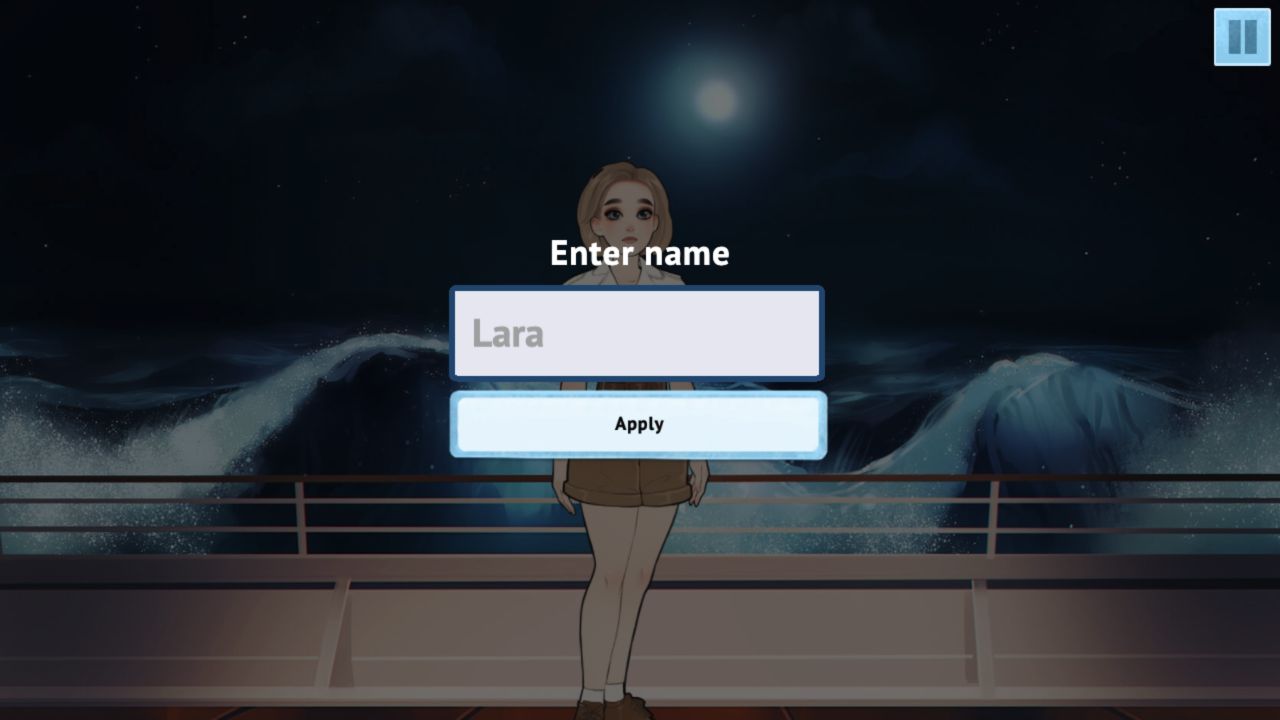 Wild Love name screen showing Lara as the default name